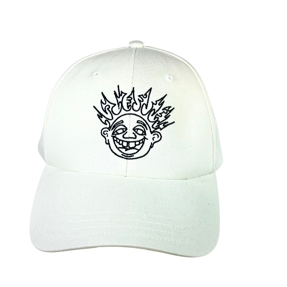Vans Off The Wall Skate Smile Spike Curve Bill Embroidered Hat Cap Bone White